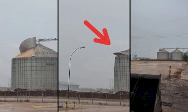 Forte temporal com ventos extremos arrancam telhado de silo em Mato Grosso