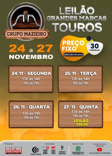 LEILÃO GRANDES MARCAS TOUROS GRUPO MAZIEIRO